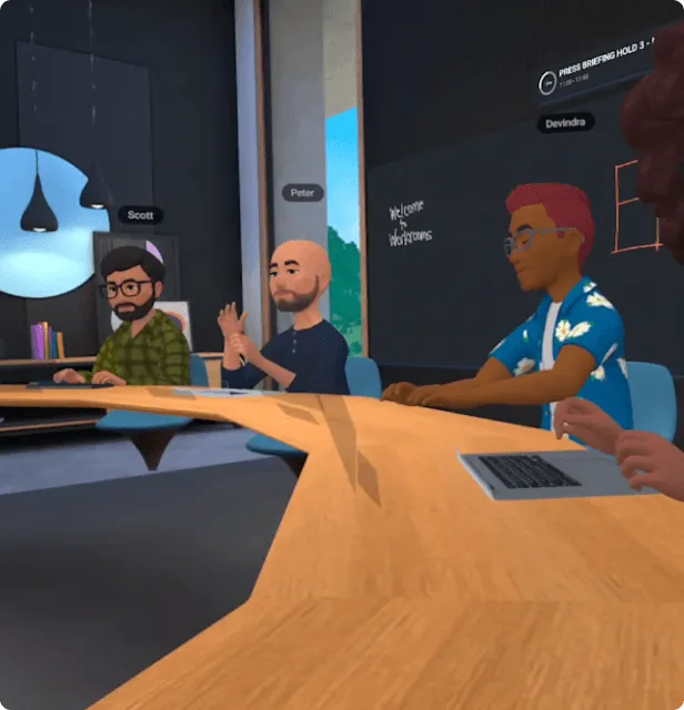 Avatars of co-workers in the metaverse.